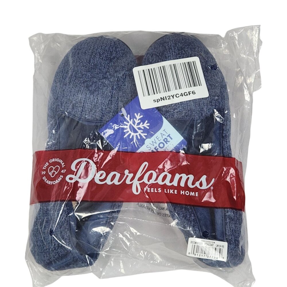 Womens Dearfoams Sweat Comfort Knit Slippers Peacoat LW 9-10 Machine Washable